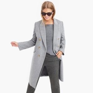 J. Crew Double Breasted Topcoat, Italian Wool Cashmere, Size 8